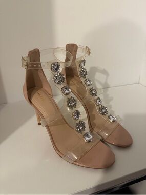 ALDO Blush Nude Gemstone Clear-Strap Stiletto Sandals